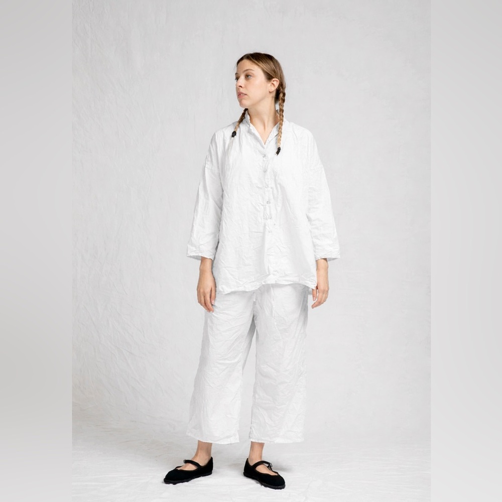 Album de Famiglia Wide and Short TC Pants in Milk Color